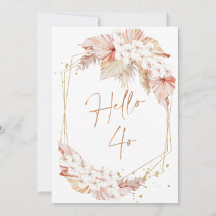Boho Faux Rosa Gold Hola 40 Invitación de cumpleañ