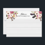Boho Feather Bellas Tarjetas de Consejos Florales<br><div class="desc">Boho Feather Bellas Tarjetas de Consejos Florales</div>