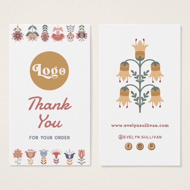 boho flor de arte folclórico prospecto insertar (Anverso y reverso)