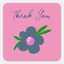 Boho Flor de Índigo Azul | Pegatina Cuadrada para 