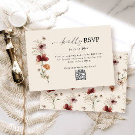 Boho Flor silvestre Boda Caída Código QR Tarjeta R