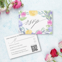 Boho Floral Acuarela RSVP de Boda Colorido
