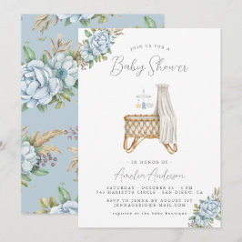 Boho Floral Baby Boy Invitación a la ducha