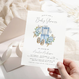 Boho Floral Baby Boy Invitación a la ducha