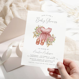 Boho Floral Baby Girl Invitación a la ducha