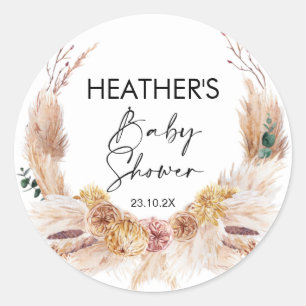 Boho Floral Baby Shower Pegatina