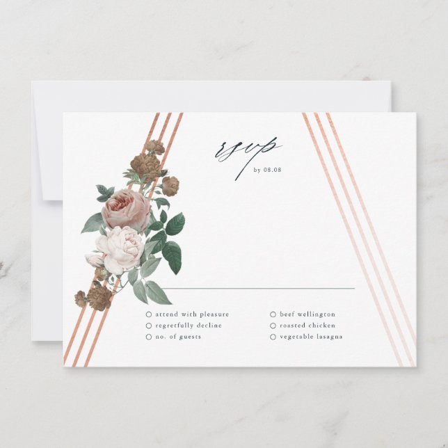 Boho Floral Boda Geométrica Tarjeta RSVP (Anverso)