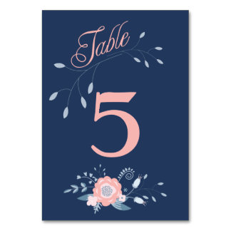 Boho floral boda número de tabla tarjetas Rubor az
