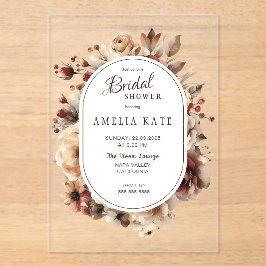 Boho Floral Bridal Shower Acrílico Invitación