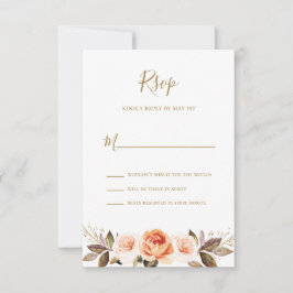 Boho Floral Burnt Naranja Wedding Tarjeta RSVP
