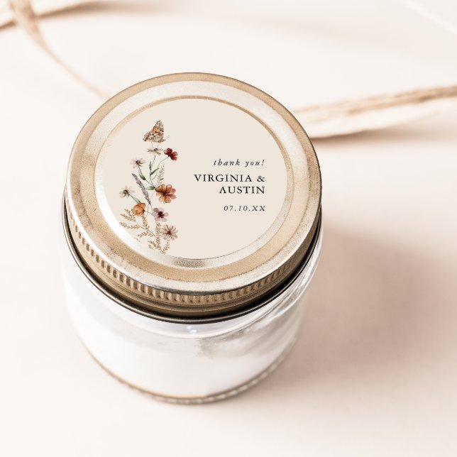 Boho Floral Classic Round Pegatina (Boho Floral Classic Round Sticker
)