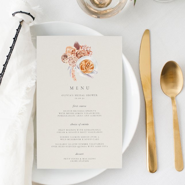 Boho Floral Coffee Tema Bridal Shower Menú Brunch (Subido por el creador)
