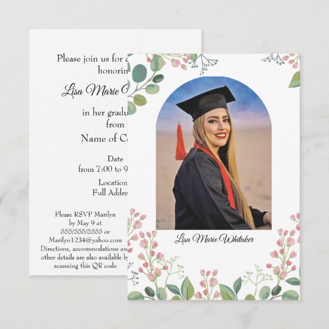 Boho Floral College Graduation Party  (Anverso / Reverso)