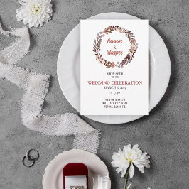 Boho Floral Dried Wreath Invitación a la boda