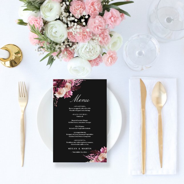 Boho Floral Elegant Wedding Menu (Subido por el creador)