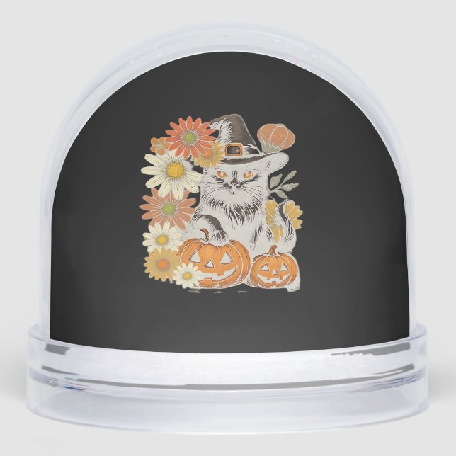 Boho Floral Fall Black Cat Halloween Essential T-S (Anverso)