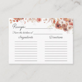 Boho Floral Fall Elegante Tarjeta de Receta de Duc
