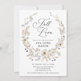 Boho Floral Fall in Love Bridal Shower Invitación