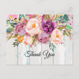 boho floral, flor gracias tarjeta