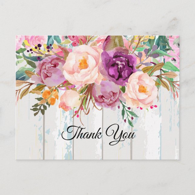 boho floral, flor gracias tarjeta (Anverso)