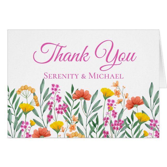 Boho Floral Garden Wildflowers Boda Gracias (Anverso (Horizontal))