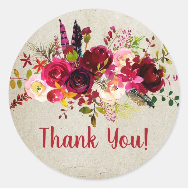 boho floral gracias pegatinas (Anverso)