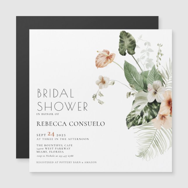 Boho Floral Greenery Bridal Shower Magnetic Invite (Anverso/Reverso)