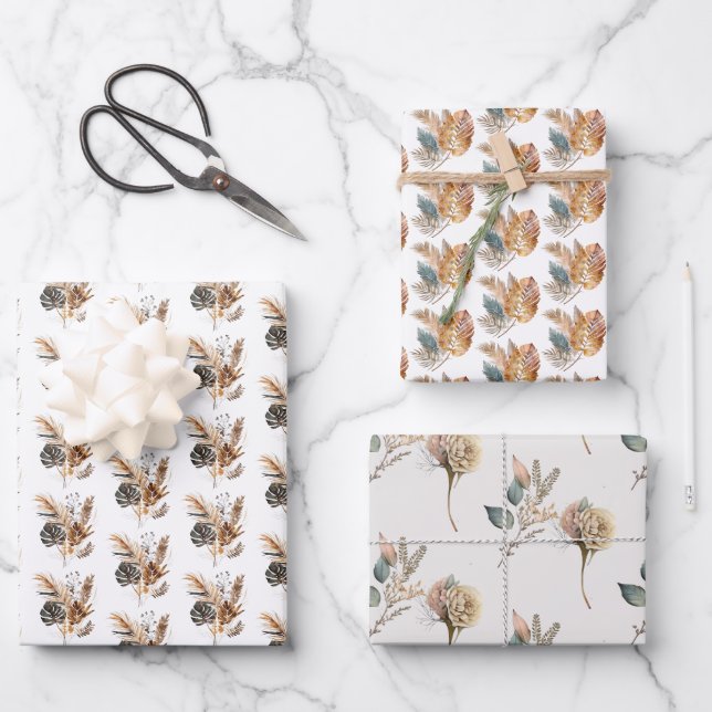 Boho Floral Hojas de Palma Hierba de Pampas Cumple (Anverso)