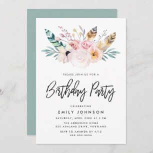 Boho Floral Invitación a la fiesta de cumpleaños