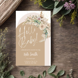 Boho Floral Pampas género revelan invitaciones de 