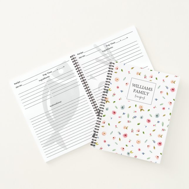 Boho Floral Personalizado Libro de Recetas Familia (Interior)