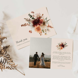 Boho Floral Photo Boda Tarjeta de agradecimiento