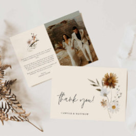 Boho Floral Photo Boda Tarjeta de agradecimiento