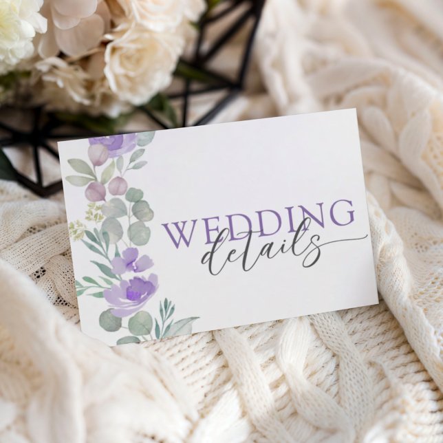 Boho Floral Purple Acuarela RSVP Boda (Subido por el creador)