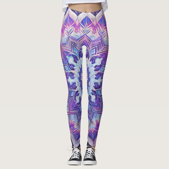 Boho Floral Purple Workout Leggings (Anverso)