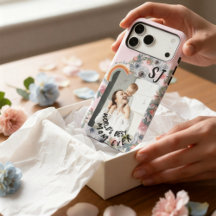 Boho Floral Rosa Foto Personalizada Monograma