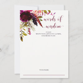 Boho Floral | Tarjeta de asesoramiento para ducha 