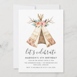 Boho Floral Teepee | Invitación a la fiesta de cum