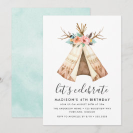 Boho Floral Teepee | Invitación a la fiesta de cum
