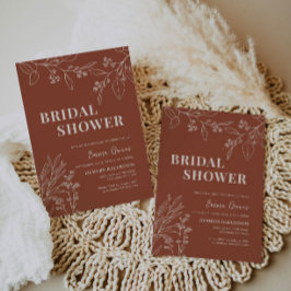 Boho Floral Terracotta Bridal Shower Invitación