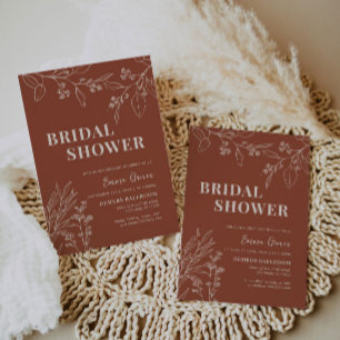 Boho Floral Terracotta Bridal Shower Invitación