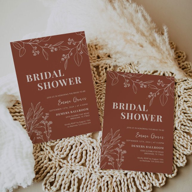 Boho Floral Terracotta Bridal Shower Invitación (Subido por el creador)