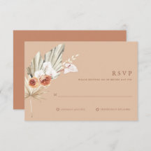Boho Floral Terracotta Monograma Boda Tarjeta RSVP