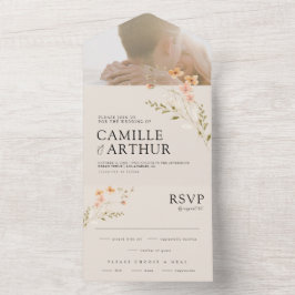 Boho Floral Todo En Una Invitación De Boda RSVP