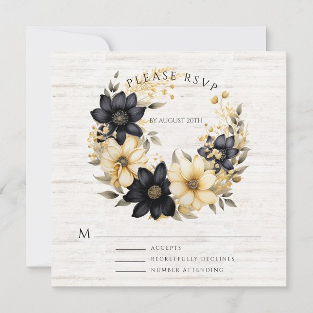 Boho Floral Wedding RSVP Tarjeta plana (Anverso)