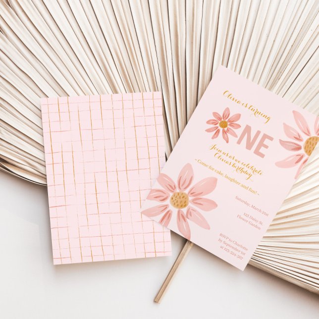 Boho Florals, Chica de Daisy Invitación de primer  (Subido por el creador)