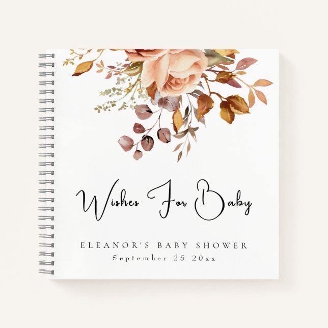 Boho Florals Quiere Un Libro De Invitados De Baby  (Anverso)