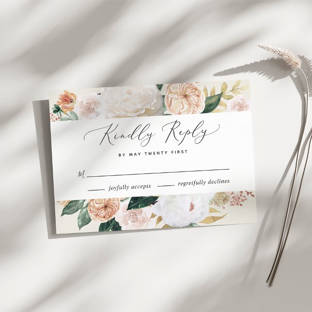 Boho florece la tarjeta RSVP de boda floral modern (Subido por el creador)