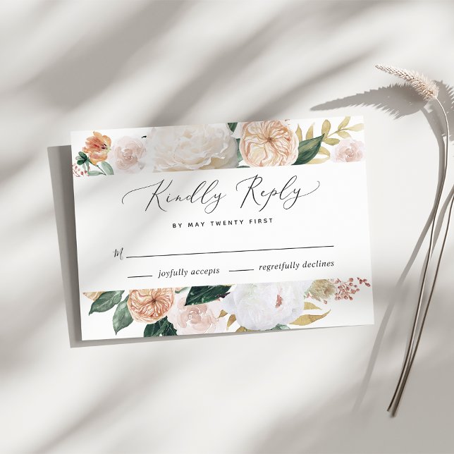 Boho florece la tarjeta RSVP de boda floral modern (Subido por el creador)