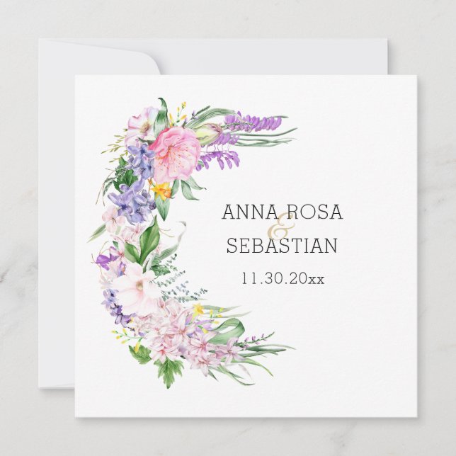 *~* Boho Flores AR12 QR Invitación a matrimonio RS (Anverso)